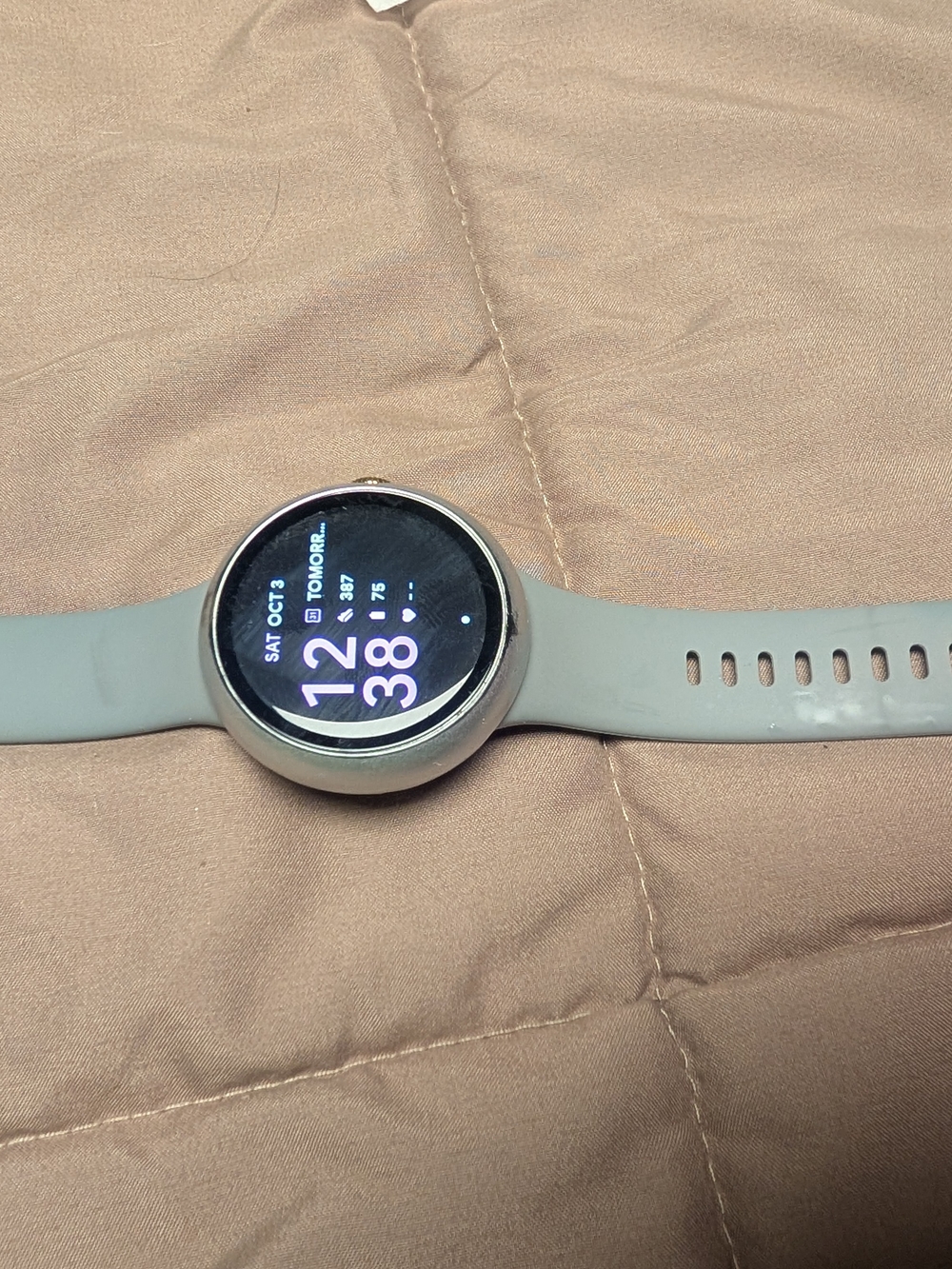 Google Round Smartwatch with Light Gray Silicone Band